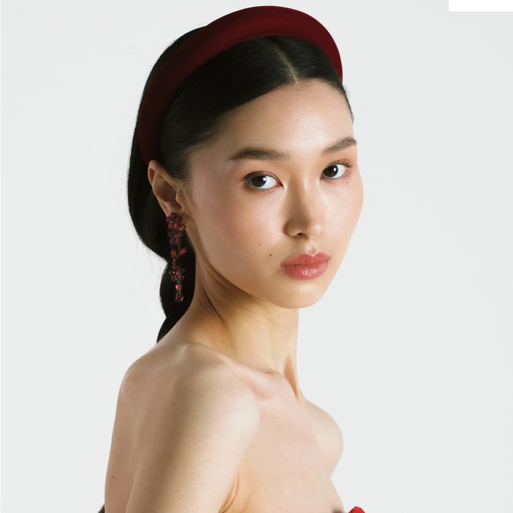 Jennifer Behr Tori Headband in Ruby Velvet